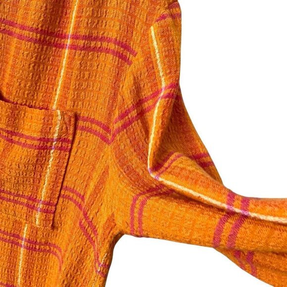 Pilcro x Anthropologie Vibrant Orange and Pink Front Button Top in Size S - Picture 6 of 8